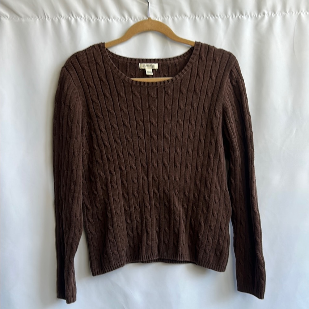 St. John's Bay Brown Crew Neck Sweater with Textured Knit